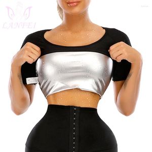 Shapers feminino lanfei feminino sauna manga curta Surve Sweat Perda de peso Fitness Slimming Body Shaper Workout Walter Trainer Gym Cirches