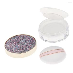 Makeupborstar 10g Löst pulverfodral Blush Container w/ MirrorPowder Puff