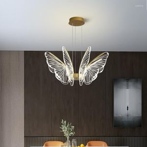 Hängslampor ledde modern fjäril ljuskrona minimalistisk kreativ mat vardagsrum sovrum fixturer nordisk dekorativ lampa