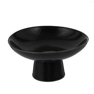 Plates Bowl Ceramic Stand Fruit Plate Tray Cake Serving Dessert Display Footed Holder Black For Decorative Storage Snack