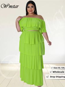 Women's Plus Size Tracksuits Wmstar Women Clothing 2 Piece OutfitsSkirts Sets Crop Top Maxi Big Swing Ball Gown Matching Set Wholesale Drop 230130