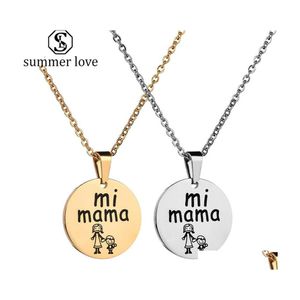 Pendant Necklaces Mother Day Gift Cute Custom Logo Mi Mama Little Girl Family Necklace Stainless Steel For Women Fashion Jewelryz Dr Dhcq4