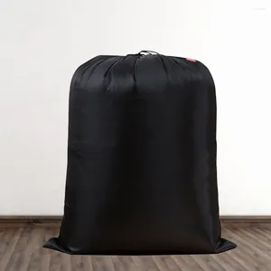 Förvaringspåsar tyg dragskor tvättväska stor kapacitet bärbar researrangör för kläder filt täcke 20x30 cm svart