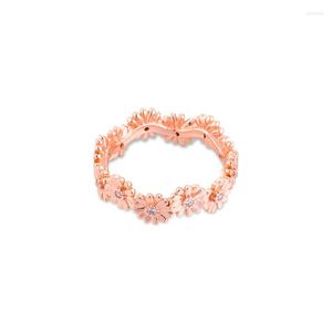 Ringas de cluster coroa de flores margaridas brilhantes homens homens anilos Mujer Anel Bague Femme noivado de casamento 925 jóias de prata esterlina