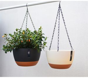 Resina Plantadores de cestas penduradas Plantas de decoração externa de flor de flores vasos de decoração