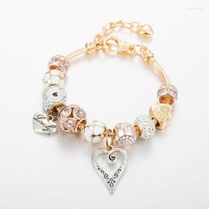 Charme Armbänder Annapaer Herz Charms Armband Armreif Pulseras Mujer Für Frauen Kristall Perlen Fit Schmuck B19041