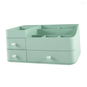 Caixas de armazenamento 1pc Cosméticos de organizador de maquiagem da caixa de mesa da caixa doméstica com gaveta (verde)