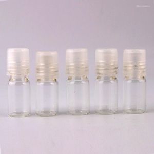 Garrafas de armazenamento 100 2ml de óleo essencial de vidro transparente com tampa transparente e bolas de rolos para massagem cosmética portátil