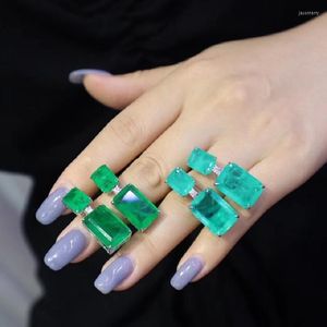 Серьги с серьгами pirmiana прибытие S925 Серебряная высокая имитация Emerald Green Cz Gemstone Fashion Jewelry Женщины рождественский подарок