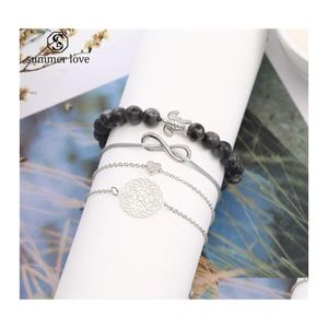 Catena a maglia 8Mm Glitter Pietra Bracciale con perline Set Corda di cera di sier regolabile per le donne Gioielli di San Valentino Giftz Consegna di goccia Bracciale Dh4Hc