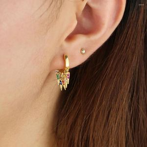 Hoop Earrings Colorful Cz Spike Charms Mini Circle Earring Gold Color Trendy Multi Piecing Delicate