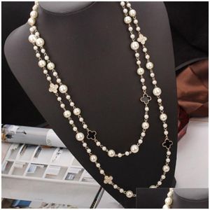 Colar de colares de pingentes Colar de jóias de designer Chain de suéter feminino Longo 18karat Gold Pearl Você pode comprá -los em combinação Drop Delive Dhhui