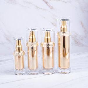 Lagringsflaskor 50 ml Shiny Gold Akryl/Plastflask Serum/Lotion/Emulsion/Foundation Essence Liquid Toner Whitening Skin Kosmetisk förpackning