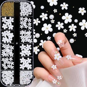 Nail Art Decorations 12 Grid/Box Decoration DIY 3D Shell Flower Imitation Accessories Tool Charming Pearl Alloy Fashion Manicure