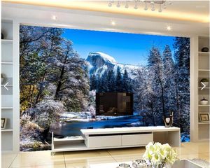 Wallpapers Custom 3D Mural USA Parks Winter Scenery Snow Nature Papel De Parede Living Room Sofa Tv Wall Bedroom Stereoscopic Wallpaper