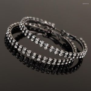 Hoopörhängen Yfjewe Fashion Women Rhinestone Double Crystal 55mm Circle Gun Black Party Jewelry Accessories E162