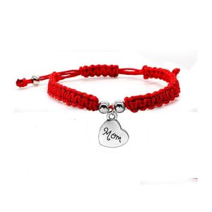 Cadena de enlaces Pretty Lucky Bracelet I Love You Mom Red Thread Beautif Pulseras Joyas para mamá Día de la madres Familia Bendito Chic Cha Dhvik