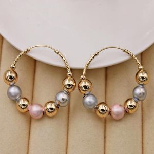 Hoop Earrings Fashion Trendy Statement For Women Gold Color Ball Bead Earring Luxury Jewelry Accessorie Wedding Anniversary