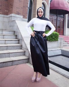 エスニック服のスカート女性イスラム教徒のハイウエストプリーツ王女弓の長さエレガントなAラインボールガウンロングスカートイスラムプラスサイズ