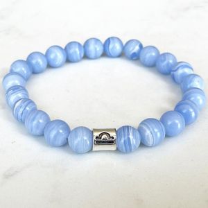 Link Bracelets MG1660 Libra Zodiac Womens Bracelet 8 MM Grade Nepal Blue Lace Agate Energy Wrist Mala Natural Handmade Gemstone Jewelry