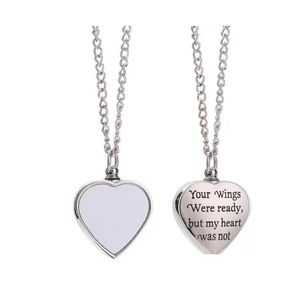 Party Favor Ups Memory Urn Sublimation Blank Neckor For Dad Mom Mormor Angel Wings Love Heart Cross Ashes Keepsake Pendant Neckl Dh3nq