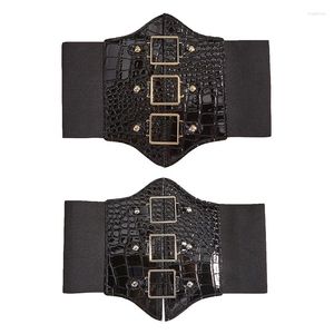 Belts 449B Sexy Women Top Corset With Square Buckle Woman Solid Color Lift Up Masquerade Party Waist Seal Slimming Wrap