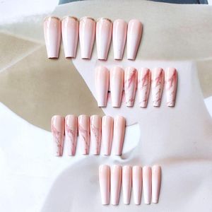 False Nails Ballerina Artificial Full Cover Manicure Tool Fake Wearable Marble Gradient Long Coffin Nail Tips