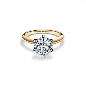 Pierścienie klastra 14k żółte złoto 9k biały pierścień 1ct GH kolor okrągły moissanite prosta rocznica zaręczynowego stylu