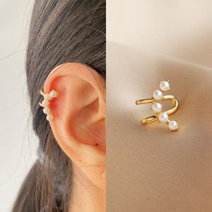 Retro orecchini Modyle moda polsino dell'orecchio senza clip penetrante per le donne ragazze color oro perla polsino avvolgente regalo di gioielli