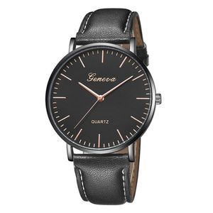 WristWatches Casual Men Watches Geneva Brown skórzany zespół Quartz Ultra cienki męski MASCULINO RELOJ HOMBRE