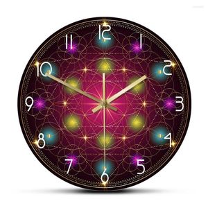 Väggklockor frö av liv symbol modern klocka mandala blommor helig geometri abstrakt konst timepieces heminredning