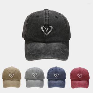 Ball Caps Style British STRO Washed Baseball Cap Men Hipster Love Hafdery Kobiety Ochrona przeciwsłoneczna Kapelusze Hats Outdoor All-Match Sunscreen