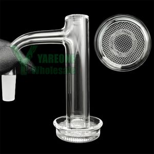 80mm Tall Control Tower Quartz Blender Banger 16mm OD with Flared Grid Dish 10mm 14mm Male 90 Degree Full Weld Long Terp Blender Dab Nail YAREONE Wholesale