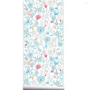 Wallpapers Blue Floral Wallpaper Modern Peel And Stick Self-Adhesive Waterproof Removable Contact Paper