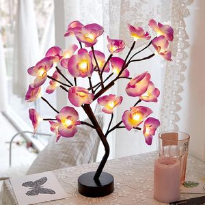 Table Lamps LED Lamp Living Room Bedroom Decoration Rose Desk Light USB/Battery Powered Christmas Wedding Party Tree