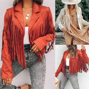 Женские куртки женская мода Soild с длинным рукавом Slim Tassel Short Moto Biker Ploser