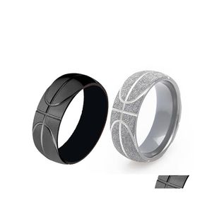 Bandringe Edelstahl Basketball Männer Ring Abrazine Symbol Fitness Sport Schmuck Paar Frauen Finger Bague Geschenk Drop Lieferung Dho9K