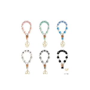 Favore di partito Ups Mothers Day Mama Sile Portachiavi da polso per donna Lostproof Farfalla Bracciale con perline regalo Drop Delivery Home Gard Dhg5M