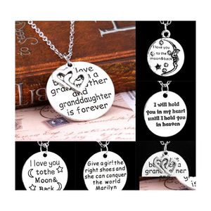 Pendant Necklaces Necklace Mother Grandmother I Love You To The Moon And Back Letters Chain Drop Delivery Jewelry Pendants Dhn4V