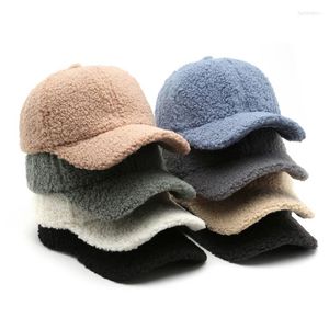 Ball Caps Winter Warm Lambs Wool Plush Sherpa Baseball Cap For Men Women Fitted Trucker Hat Gorras Hombre