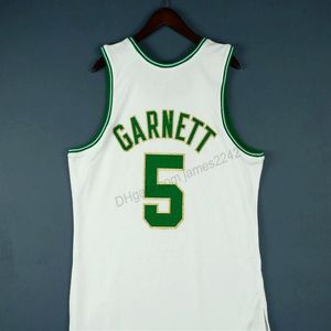 Custom #5 Kevin Garnett Basketball Jersey's All Sichled White Dowolna rozmiar 2xS-4xl 5xl Nazwa lub numer najwyższą jakość2412