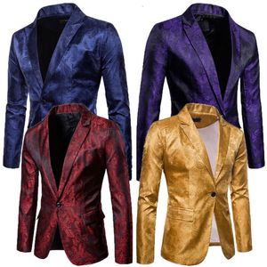 Erkek Suit Blazers Şık Erkekler Sıradan İnce Uygun Film One Düğme Partisi Çiçek Çiçek Resmi İş Takımı Blazer Ceket Ceketleri 230130