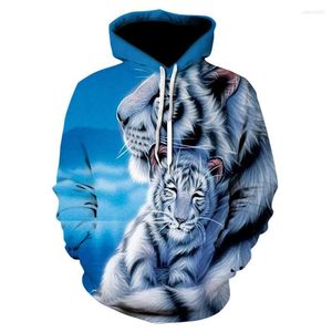 Herrtröjor Trenchrock hösten Spring Fashion Märke Sweatshirt och kvinnors huvjackan Antika Tiger Lion Digital Printing