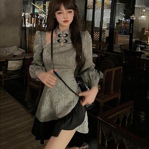 Casual Dresses Vintage Women Dress Y2K Gothic Long Sleeve Elegant Lolita Slim Sexy Sweet Party Office Ladies Fashion Aesthetic