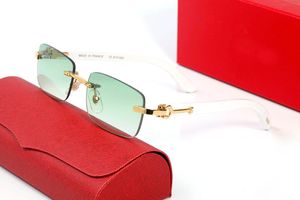 White Buffalo Horn Sunglasses Designer Women Mens Sunglass Frameless Eyeglass Luxury Man Sports Green Alloy Original Wood Bamboo Eyegla Quvs