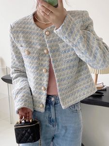 女性用ジャケット秋の冬の服高品質のカジュアルツイードジャケット女性コートカサコスヴィンテージアウトウェアトップ