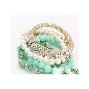 Bracelets de charme Charms Wholesale Simated Pingents Stretch Bangles DH Drop Delivery Jewelry Dhxht