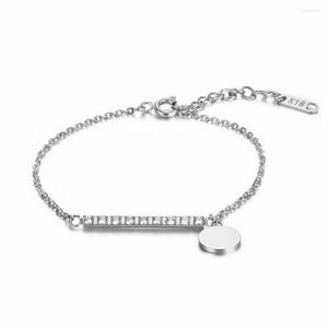 Bracelets de link Moda de aço inoxidável Mulheres delicadas de zircão de zircão Tag Bracelet Bangle Jóias Presente para ele