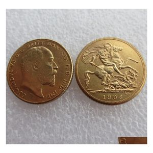 Sanat ve El Sanatları Nadir 1905 Kral Edward VII Matt Proof Gold Double Egemen Damla Teslimat Ev Bahçesi Dhfbi