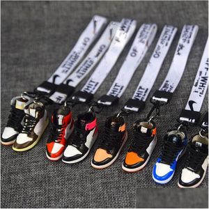 Schlüsselanhänger Lanyards der Serie Marke Schlüssel Reine handgemachte Basketballschuhe Modell 3D Männer und Frauen Autokette Ketten Individuelle Kreative Dhk8I